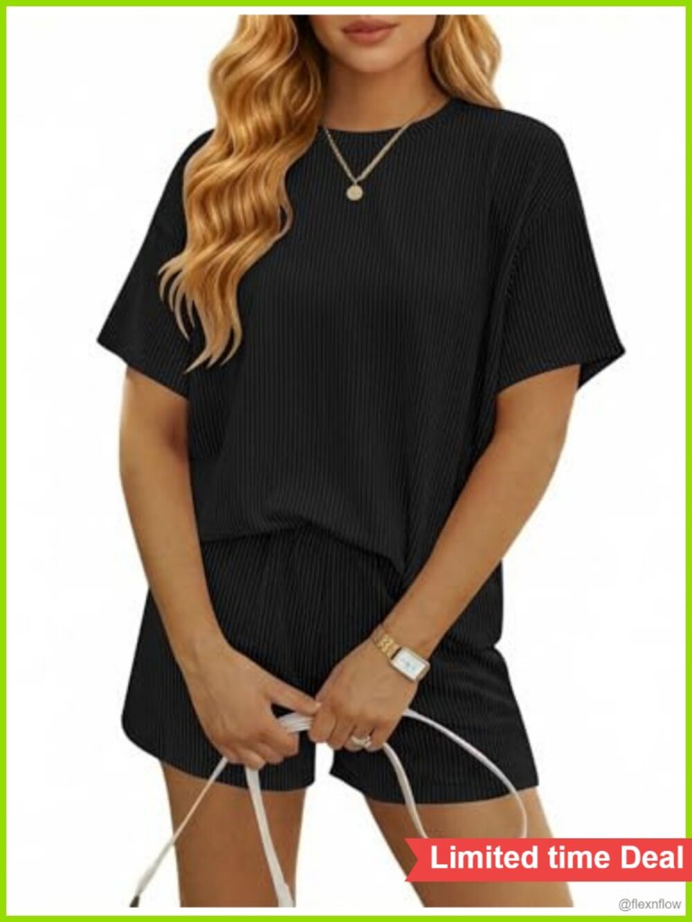 Ribbed Short Sleeve Romper with Pockets Loose Casual Beach Jumpsuit
